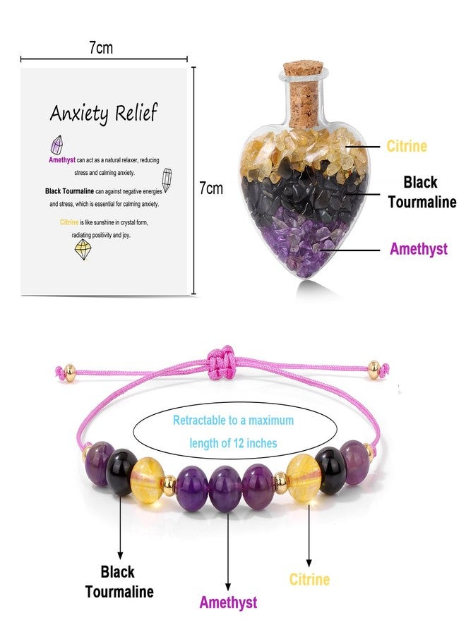 Raicegs Healing Gift Crystals Bracelet for Women Anxiety Relief Bracelet Amethyst Citrine Black Tourmaline Gemstone Beads Protection Spiritual Jewelry for Women - Image 5